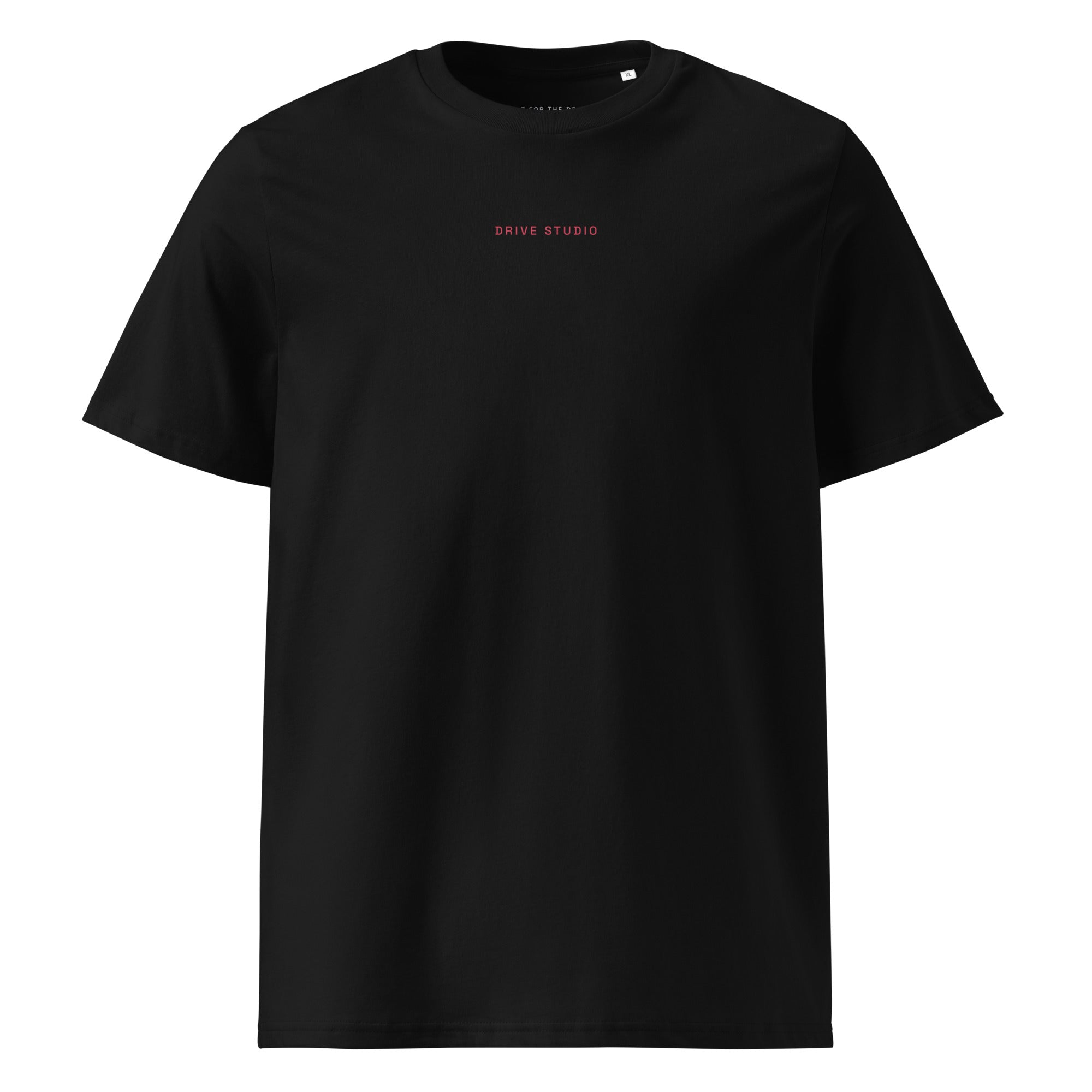 Black Nürburgring Nordschleife track t-shirt front view with minimal Drive Studio logo